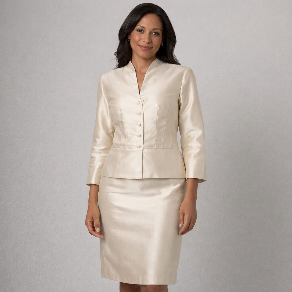 Rickie Freeman Cream Silk Blend Pantsuit Size 4